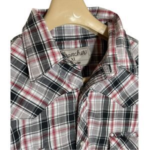 Wrangler Wrancher vintage pearl snap button‎ plaid  button up XL.  66